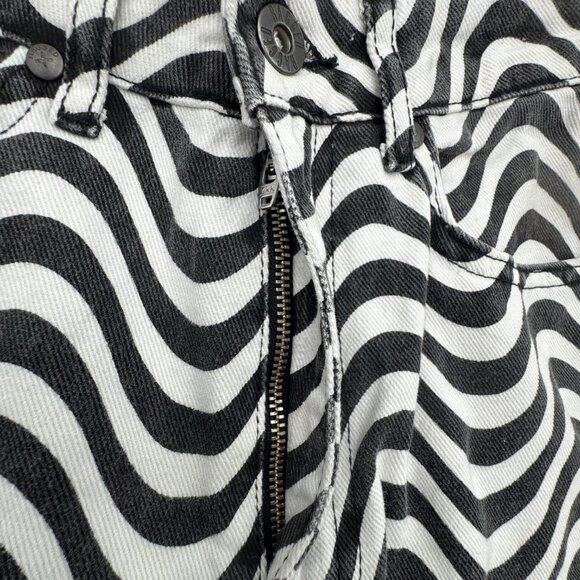 Ragged Priest Jeans Women's Wide Leg Black White Wave Print Dad Jeans Size 26 - Picture 6 of 11